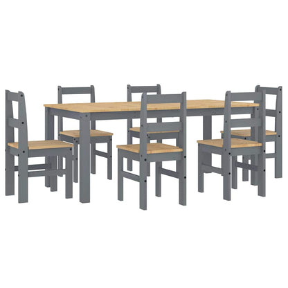 7 Piece Dining Set PANAMA Grey Solid Wood Pine