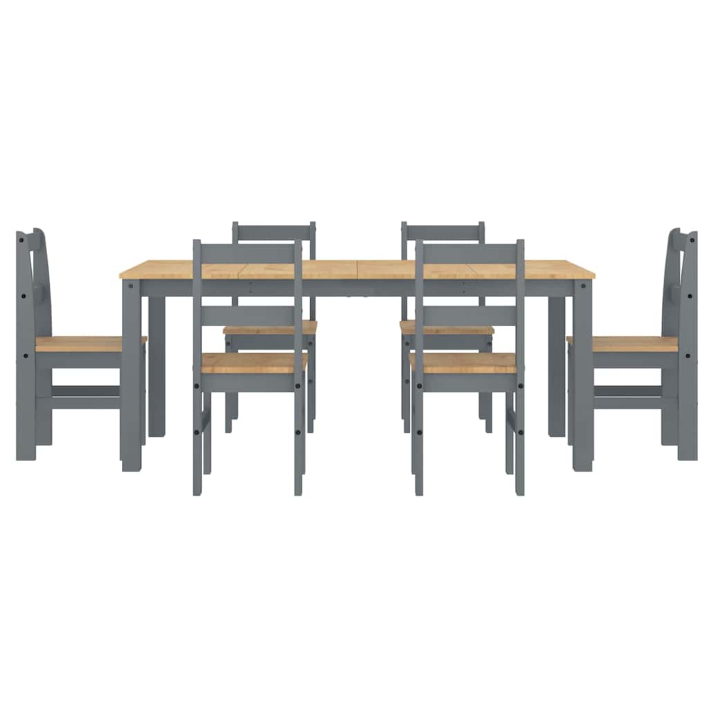 7 Piece Dining Set PANAMA Grey Solid Wood Pine