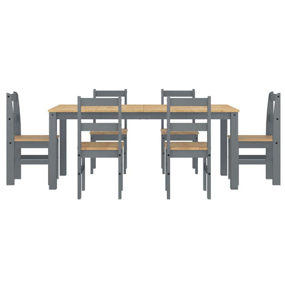 7 Piece Dining Set PANAMA Grey Solid Wood Pine