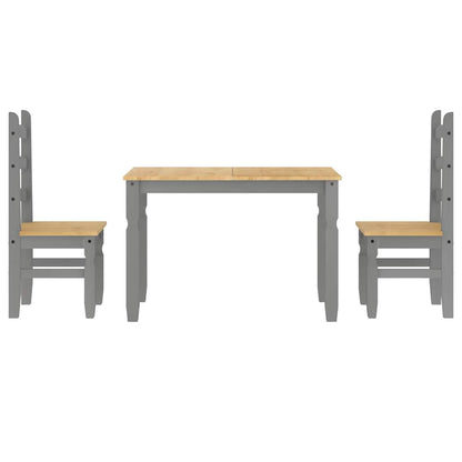 3 Piece Dining Set Panama Grey Solid Wood Pine