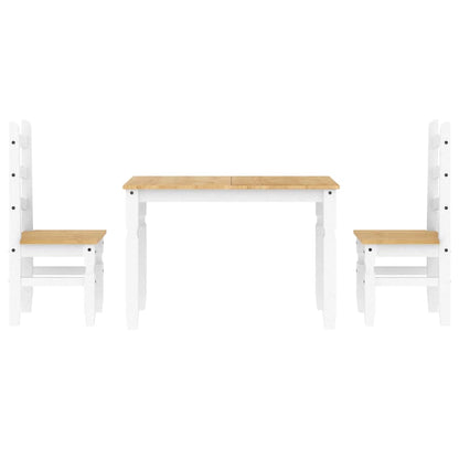 3 Piece Dining Set PANAMA White Solid Wood Pine