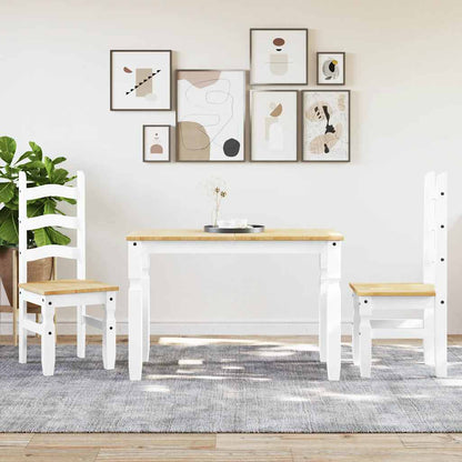 3 Piece Dining Set PANAMA White Solid Wood Pine