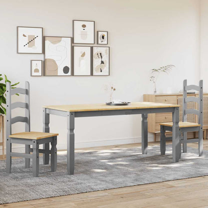 3 Piece Dining Set Panama Grey Solid Wood Pine