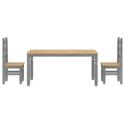 3 Piece Dining Set Panama Grey Solid Wood Pine
