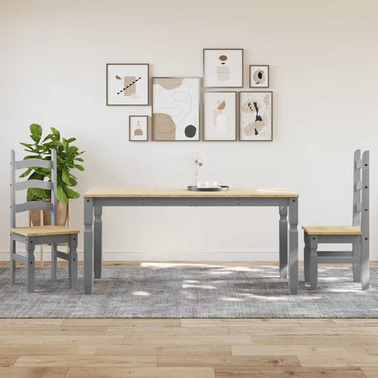 3 Piece Dining Set PANAMA Grey Solid Wood Pine