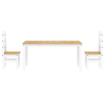 3 Piece Dining Set PANAMA White Solid Wood Pine