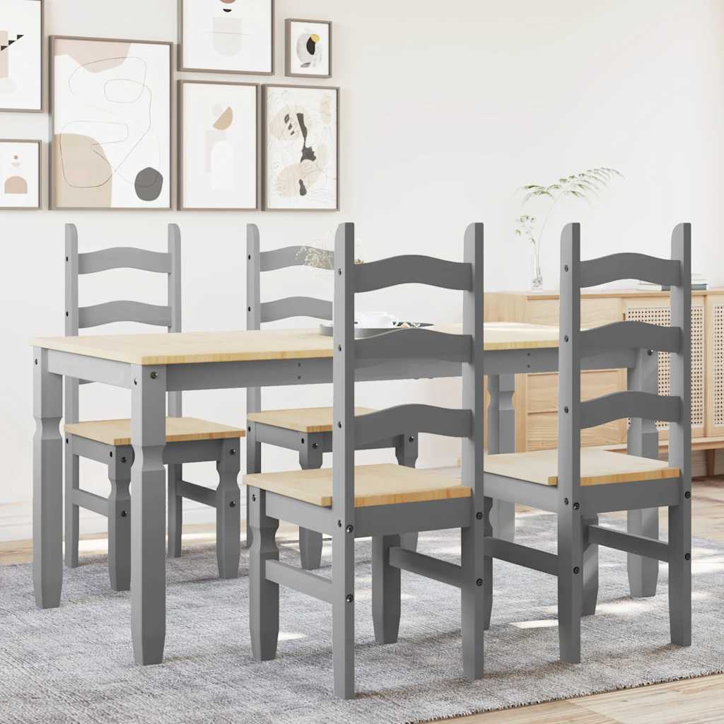 5 Piece Dining Set Panama Grey Solid Wood Pine