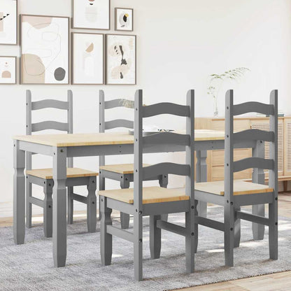 5 Piece Dining Set Panama Grey Solid Wood Pine