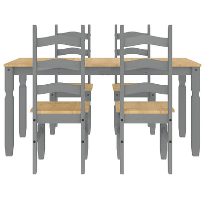 5 Piece Dining Set Panama Grey Solid Wood Pine