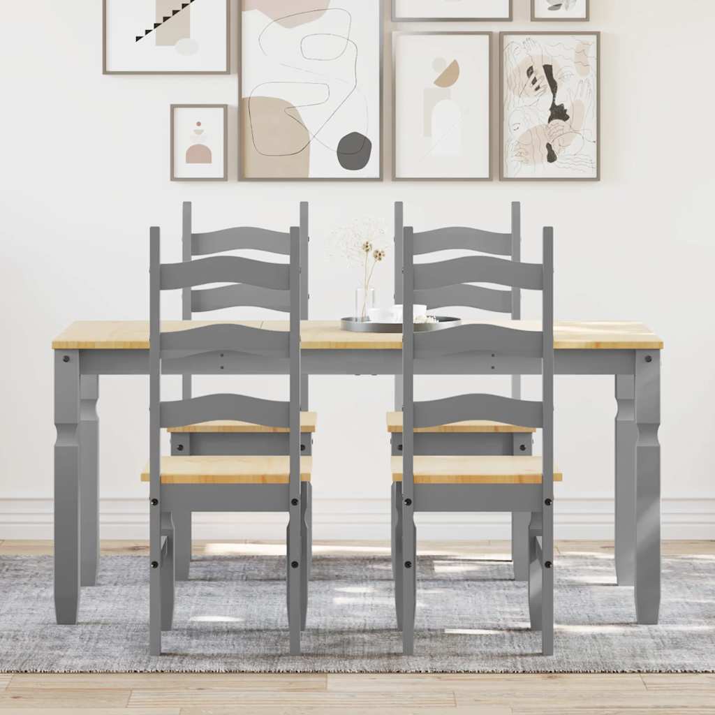 5 Piece Dining Set Panama Grey Solid Wood Pine