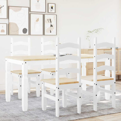 5 Piece Dining Set PANAMA White Solid Wood Pine