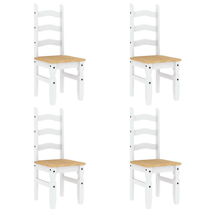 5 Piece Dining Set PANAMA White Solid Wood Pine