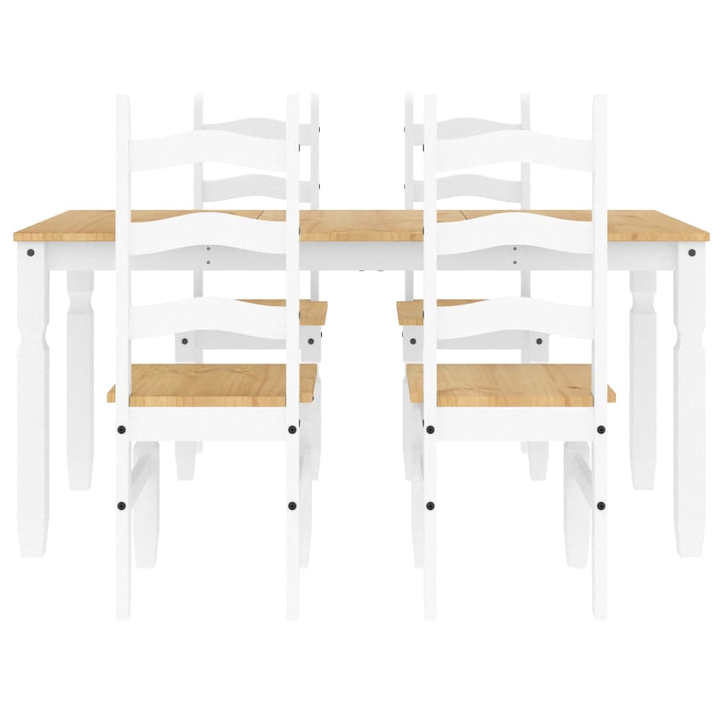 5 Piece Dining Set PANAMA White Solid Wood Pine