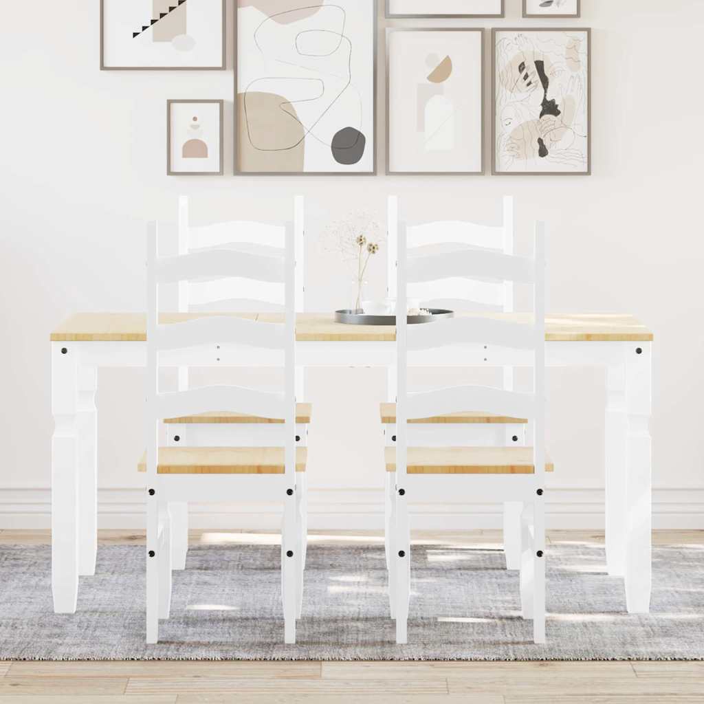 5 Piece Dining Set PANAMA White Solid Wood Pine