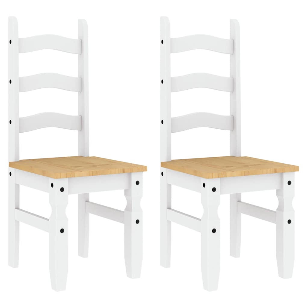 3 Piece Dining Set PANAMA White Solid Wood Pine