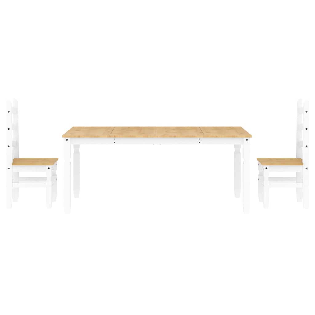 3 Piece Dining Set PANAMA White Solid Wood Pine