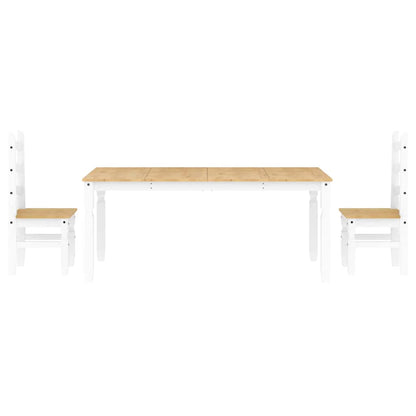 3 Piece Dining Set PANAMA White Solid Wood Pine
