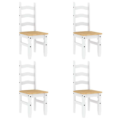 5 Piece Dining Set PANAMA White Solid Wood Pine