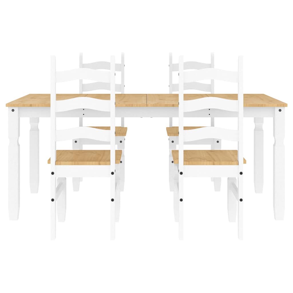 5 Piece Dining Set PANAMA White Solid Wood Pine