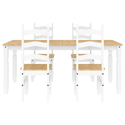 5 Piece Dining Set PANAMA White Solid Wood Pine