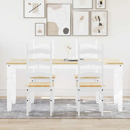 5 Piece Dining Set PANAMA White Solid Wood Pine