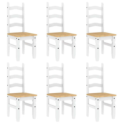 7 Piece Dining Set PANAMA White Solid Wood Pine