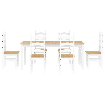 7 Piece Dining Set PANAMA White Solid Wood Pine