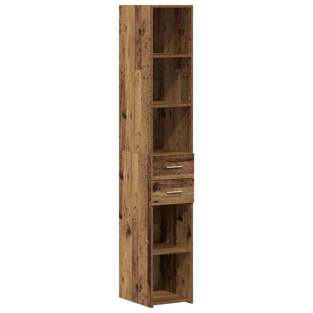 Bookcase with Drawer Old Wood 30 x 42.4 x 185.2 cm