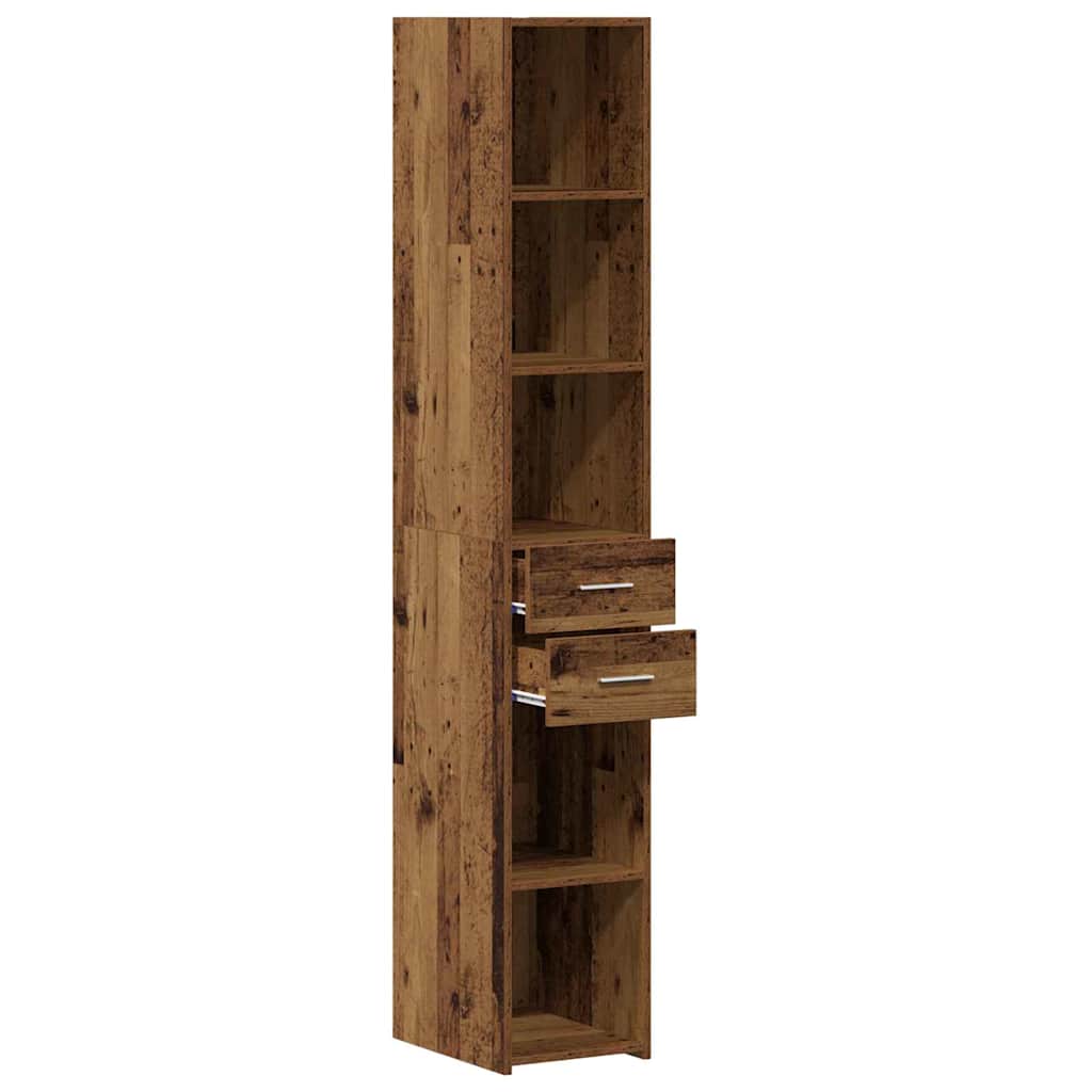 Bookcase with Drawer Old Wood 30 x 42.4 x 185.2 cm