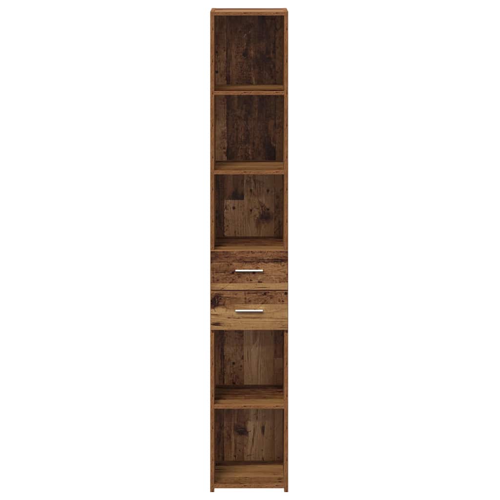Bookcase with Drawer Old Wood 30 x 42.4 x 185.2 cm
