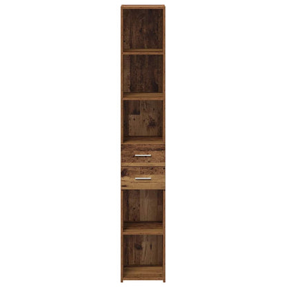Bookcase with Drawer Old Wood 30 x 42.4 x 185.2 cm