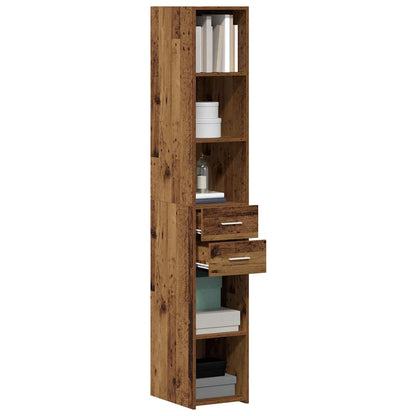 Bookcase with Drawer Old Wood 30 x 42.4 x 185.2 cm