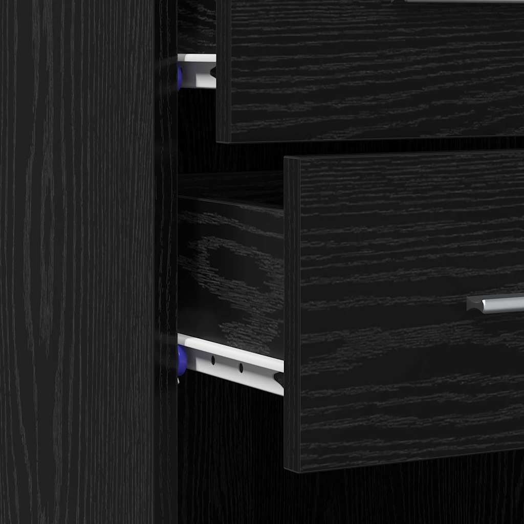 Bookcase with Drawer Black Oak 30 x 42.4 x 185.2 cm