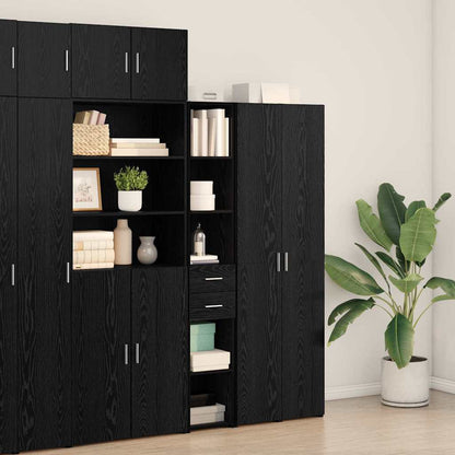 Bookcase with Drawer Black Oak 30 x 42.4 x 185.2 cm