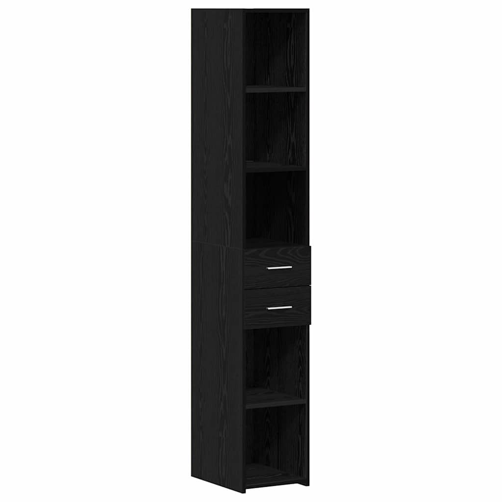 Bookcase with Drawer Black Oak 30 x 42.4 x 185.2 cm