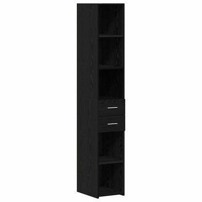 Bookcase with Drawer Black Oak 30 x 42.4 x 185.2 cm
