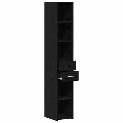 Bookcase with Drawer Black Oak 30 x 42.4 x 185.2 cm