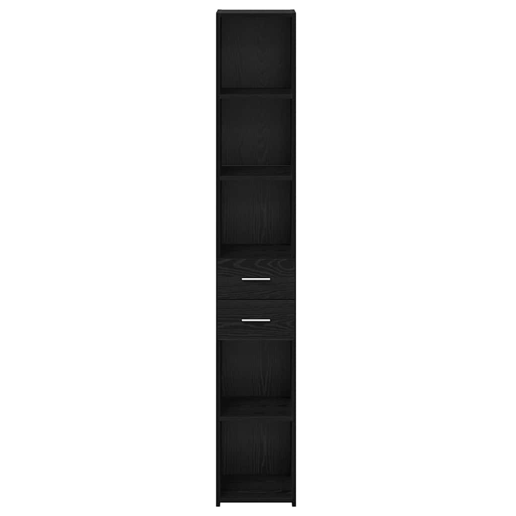Bookcase with Drawer Black Oak 30 x 42.4 x 185.2 cm