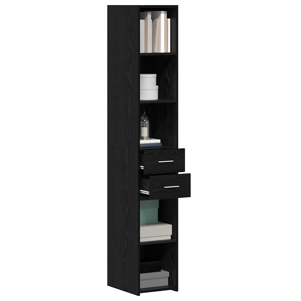 Bookcase with Drawer Black Oak 30 x 42.4 x 185.2 cm