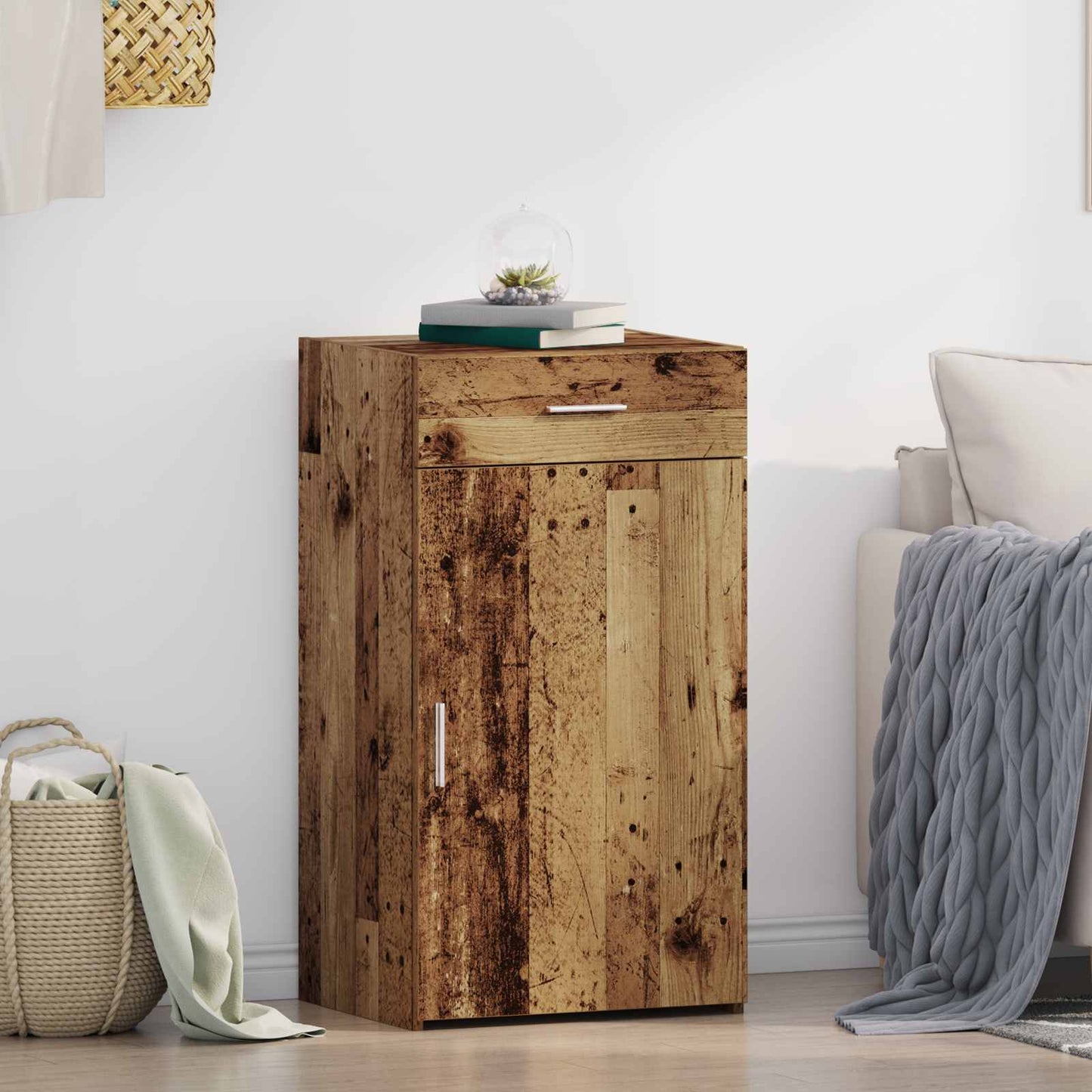 Sideboard with Drawer Old Wood 50 x 42.5 x 93 cm