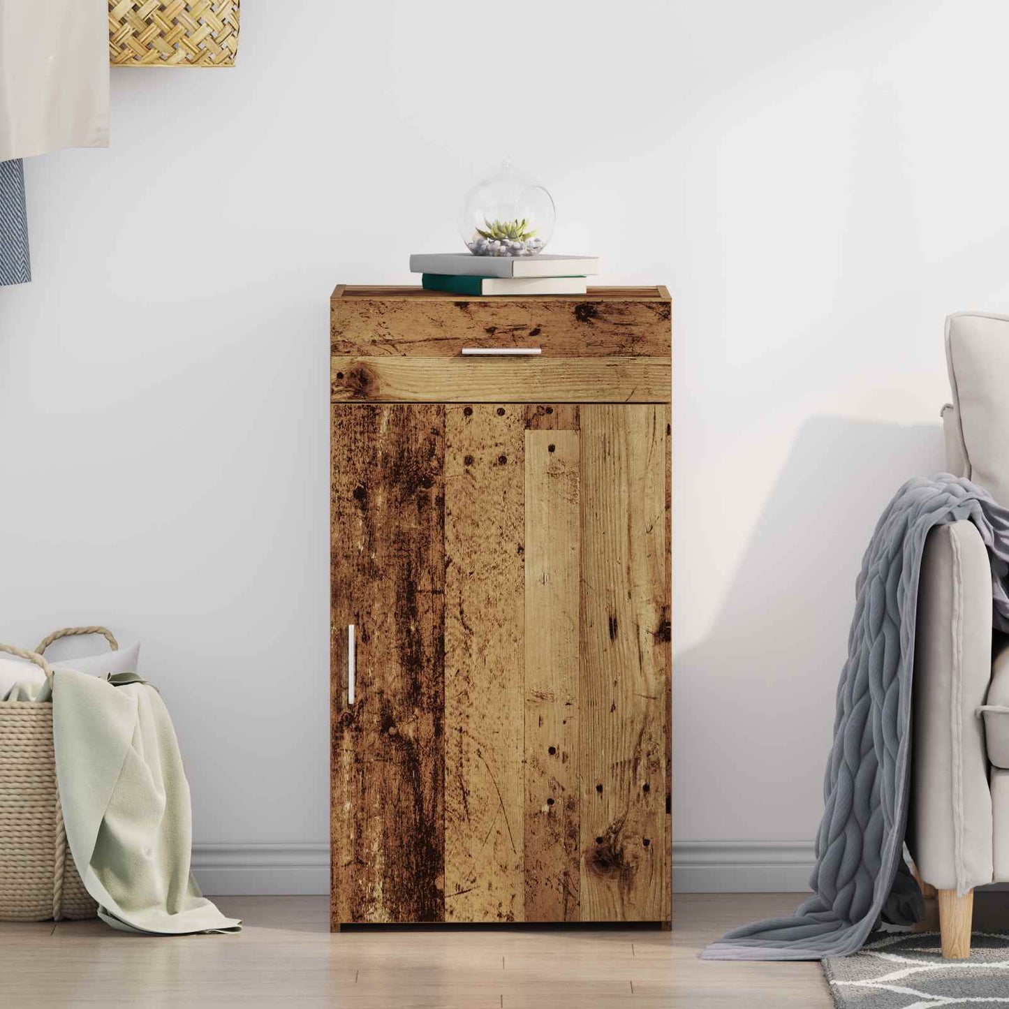 Sideboard with Drawer Old Wood 50 x 42.5 x 93 cm