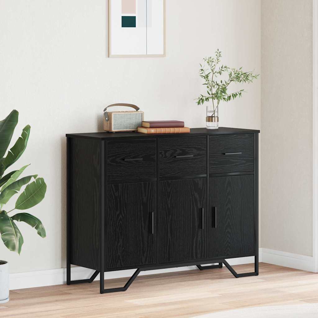 Sideboard with Drawer Black Oak 97 x 32.5 x 74.5 cm