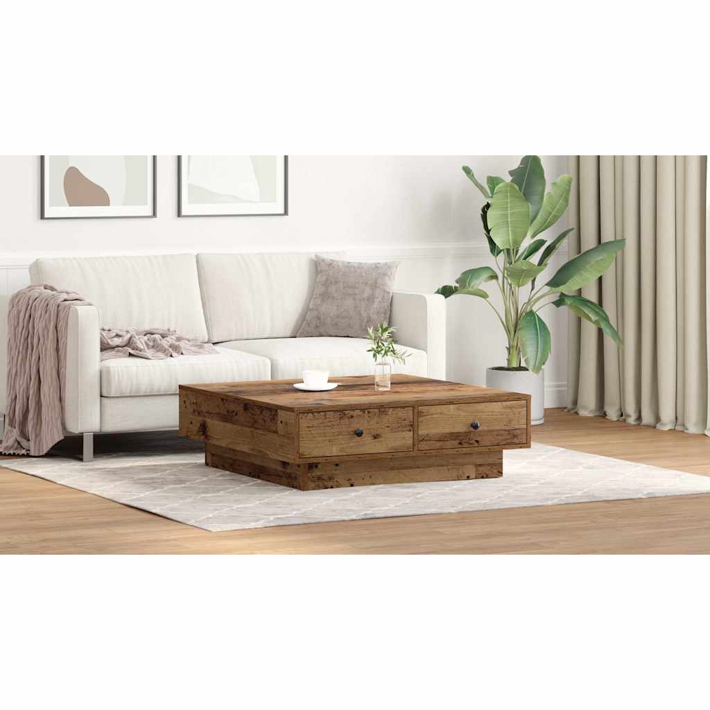 Coffee Table Old Wood 90 x 90 x 28 cm Engineered Wood