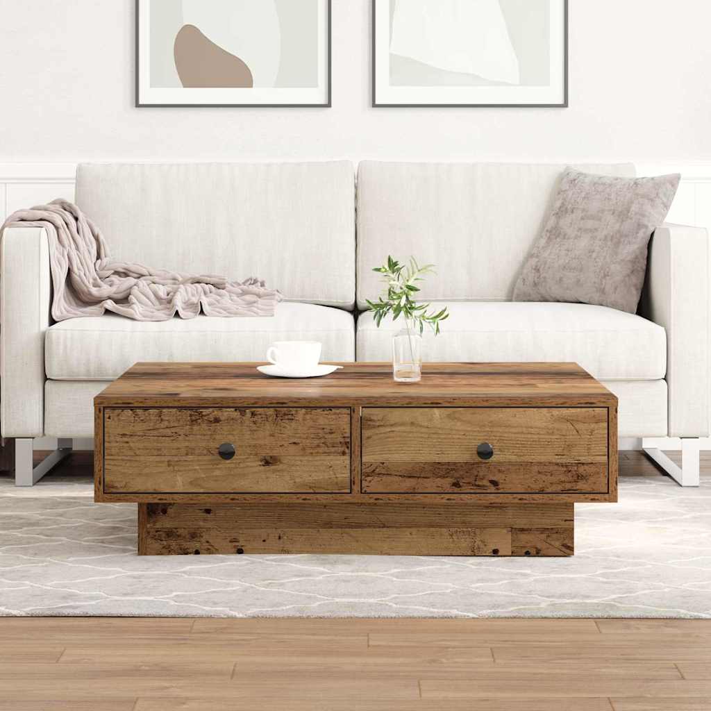 Coffee Table Old Wood 90 x 90 x 28 cm Engineered Wood