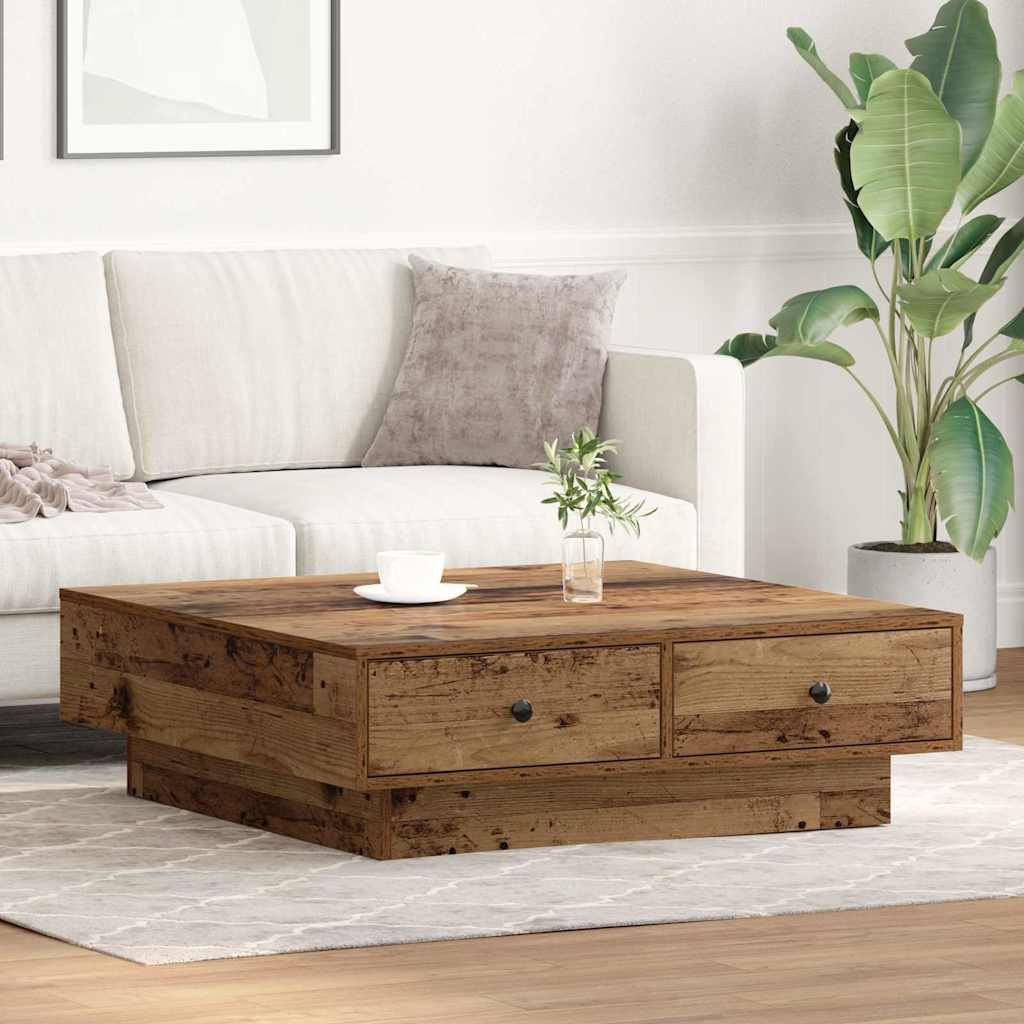 Coffee Table Old Wood 90 x 90 x 28 cm Engineered Wood