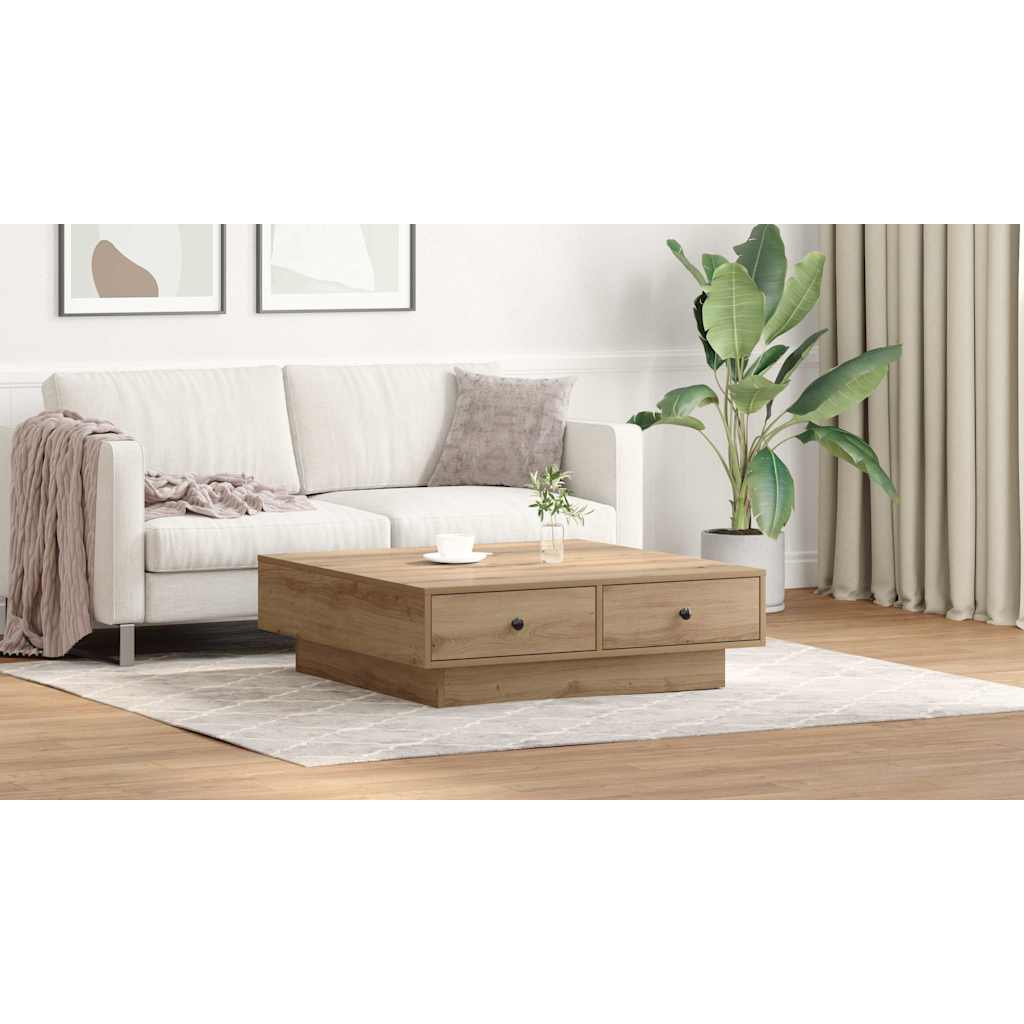 Coffee Table Artisan Oak 90 x 90 x 28 cm Engineered Wood