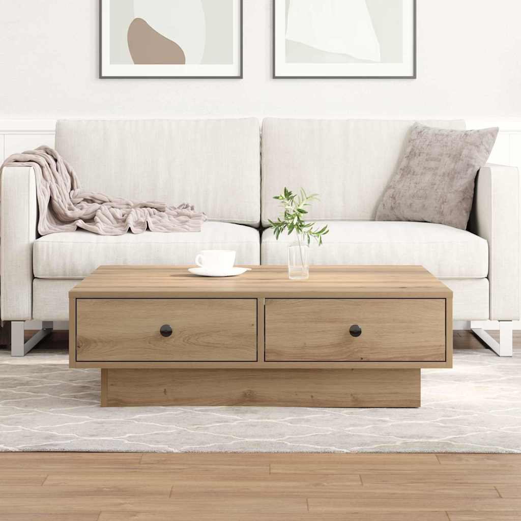 Coffee Table Artisan Oak 90 x 90 x 28 cm Engineered Wood
