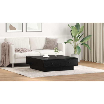 Coffee Table Black Oak 90 x 90 x 28 cm Engineered Wood