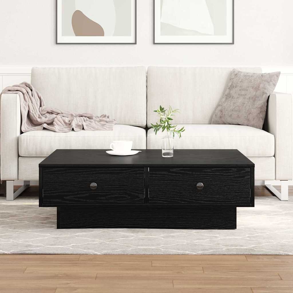Coffee Table Black Oak 90 x 90 x 28 cm Engineered Wood