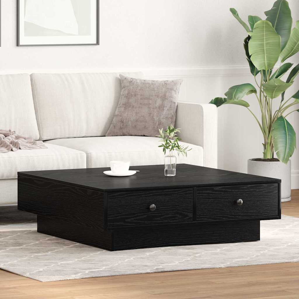 Coffee Table Black Oak 90 x 90 x 28 cm Engineered Wood